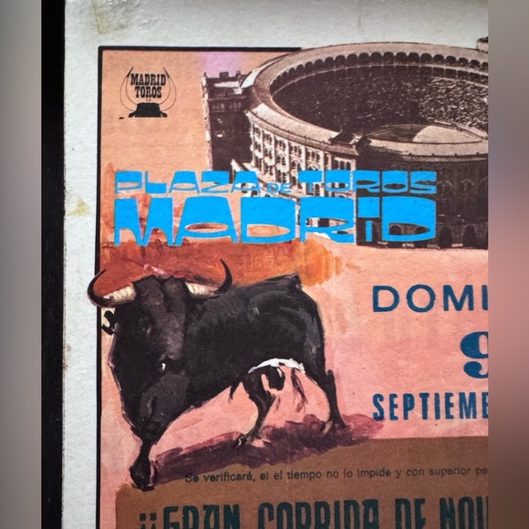 Vintage matador bull fighter ad print on wood art wall hanging conquistador - Picture 5 of 5